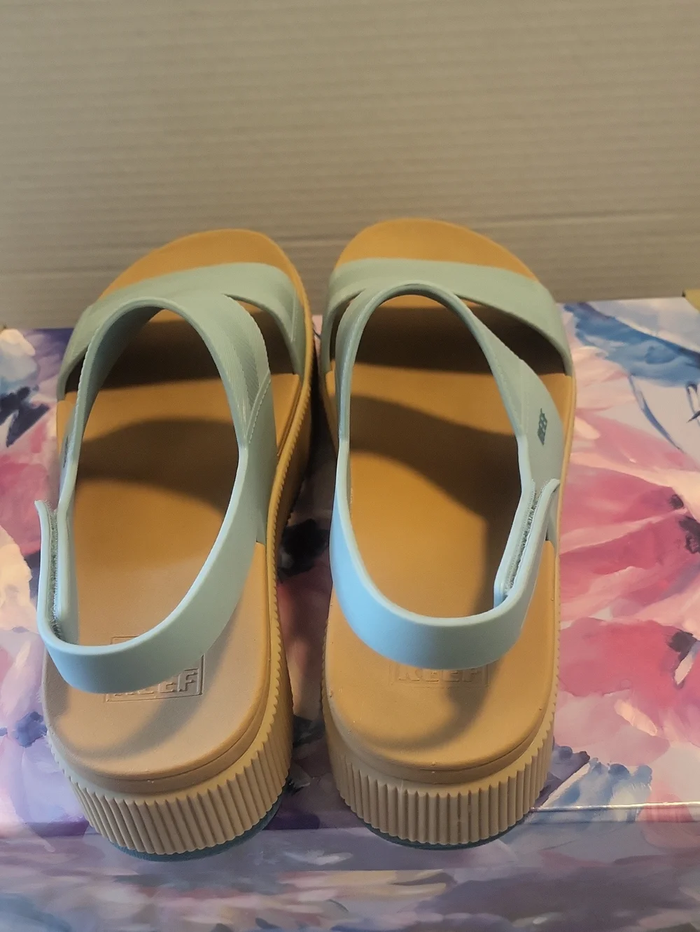 Reef Blue Platform Slingback Sandals WO's Size 9